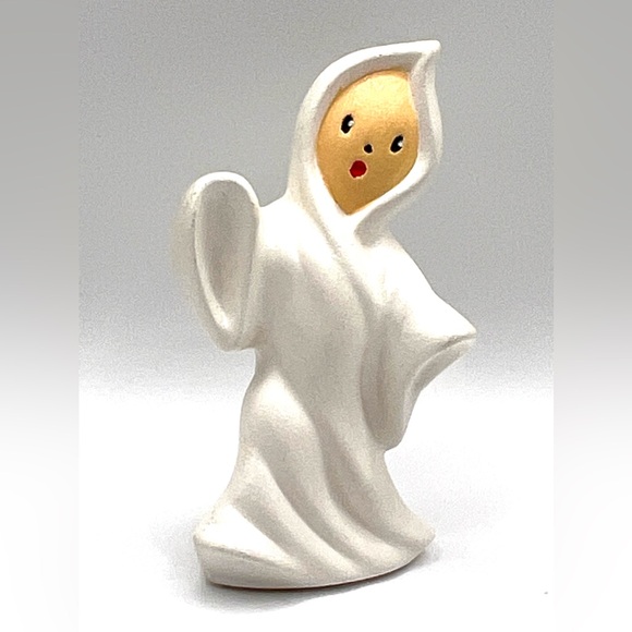 Other - Handmade Ceramic Pottery Mold Halloween White Ghost Spooky Face 4.5 in Height
